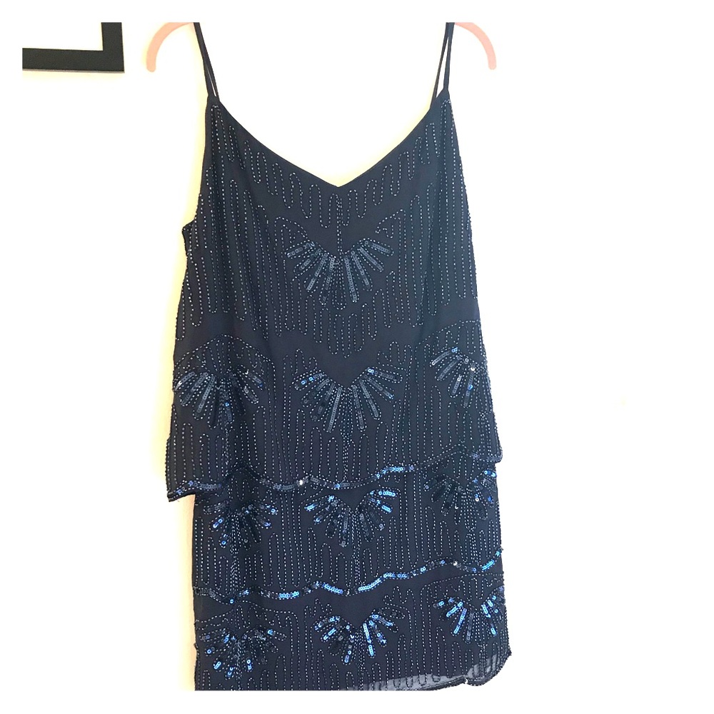 Navy Flapper Style Beaded Minidress 🍾🥂